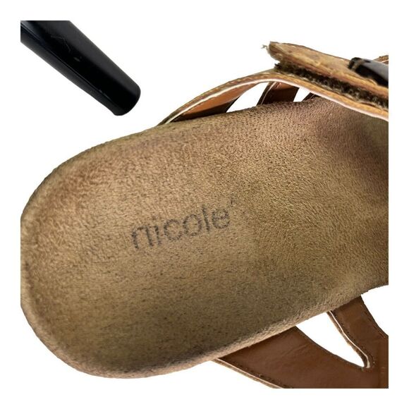Nicole Albany Woman’s Size 8.5 Strappy Thong Slip On Wedge Sandals Brown Shell - Picture 13 of 13